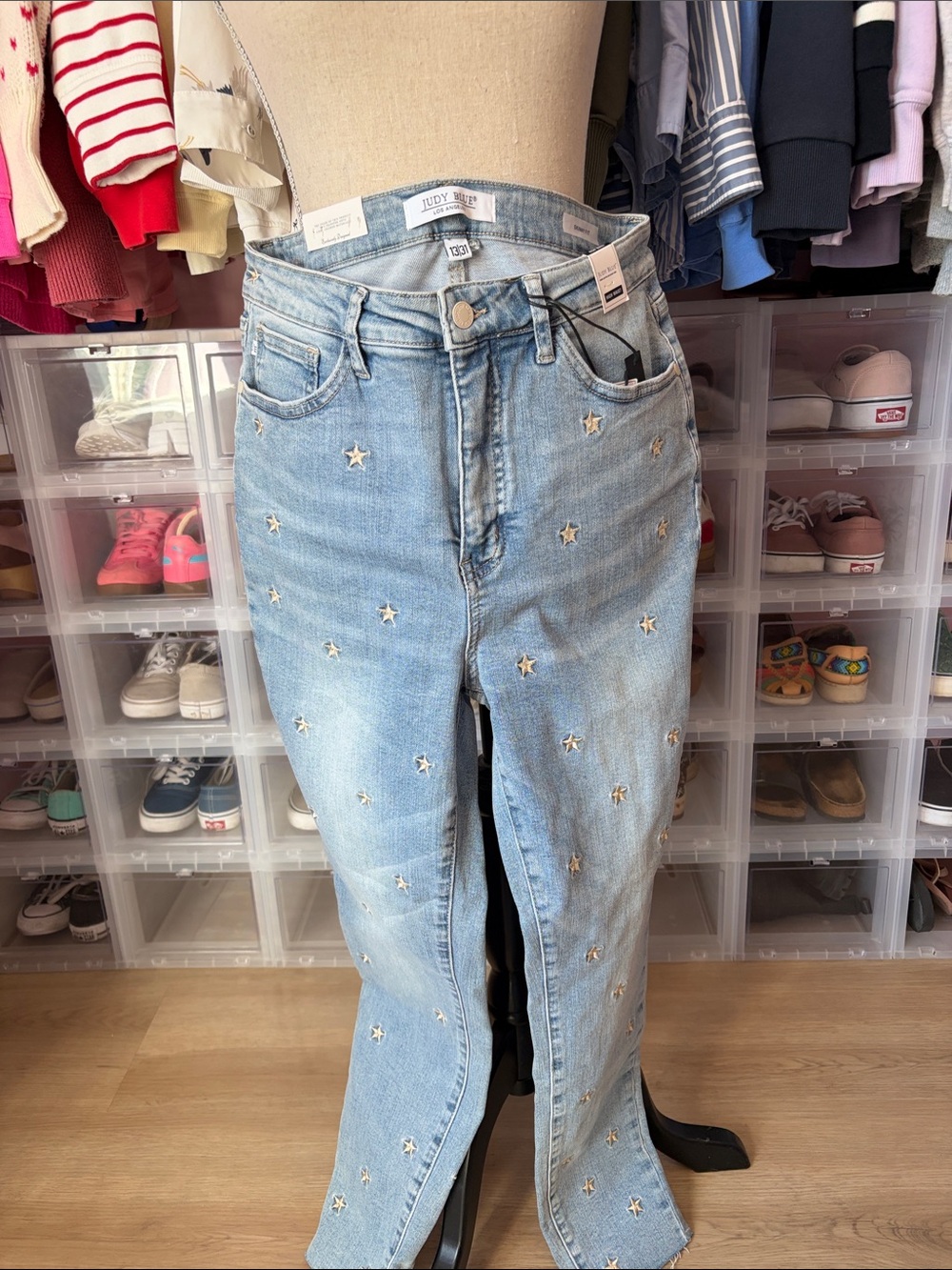 Judy Blue Light Blue High-Rise Jeans with Star Studs